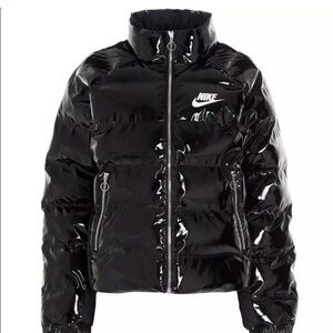 Nike NSW Icon Clash Synthetic-Fill Shiny Black Jacket Puffer